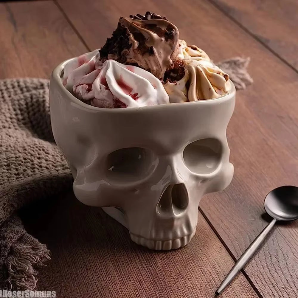 Retro Porcelain Gothic Skull Pasta Bowl